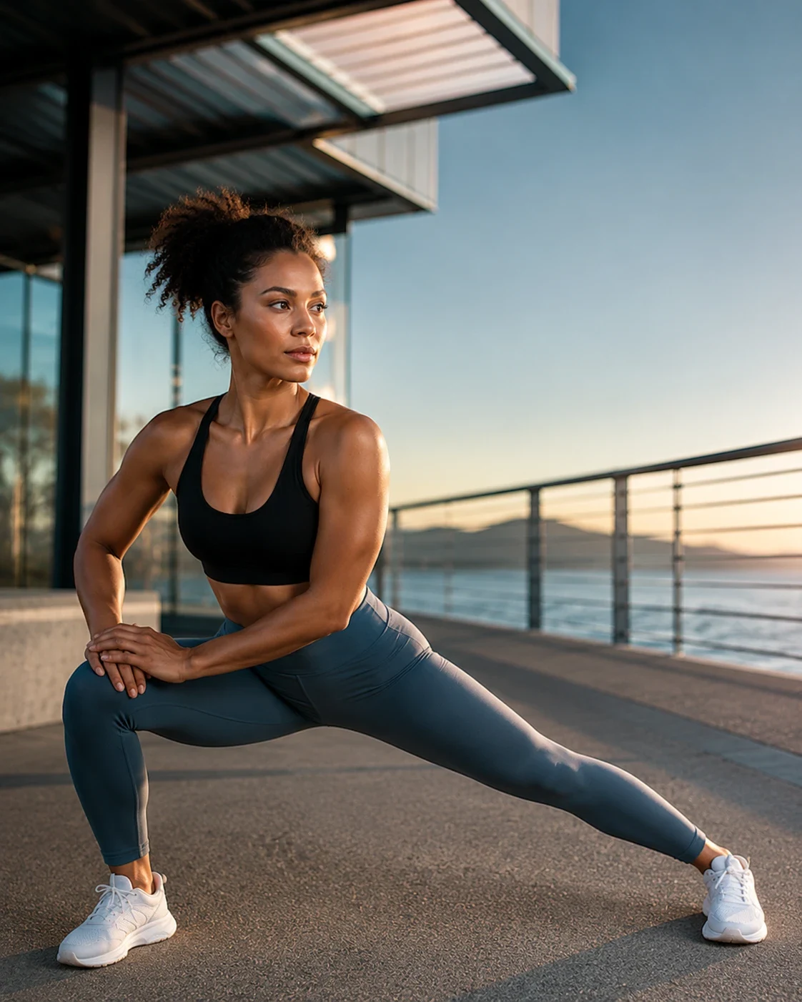 Woman holding a plank during an outdoor training session
